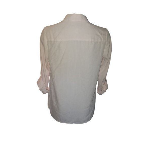 Chicos Light Pink Button-Up Shirt Roll-Tab Sleeves Two Front Pockets flowy beach - Picture 3 of 4